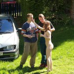 At a holiday home and in a bar with some friends