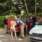 At a holiday home and in a bar with some friends