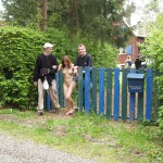 At a holiday home and in a bar with some friends