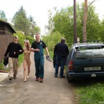 At a holiday home and in a bar with some friends