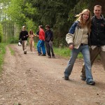 At a holiday home and in a bar with some friends