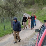 At a holiday home and in a bar with some friends