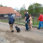 At a holiday home and in a bar with some friends