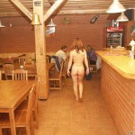 At a holiday home and in a bar with some friends