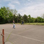 Playing ball at a sports field