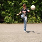 Playing ball at a sports field