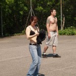 Playing ball at a sports field