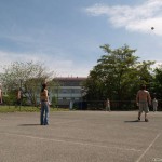 Playing ball at a sports field