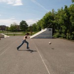 Playing ball at a sports field