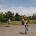 Playing ball at a sports field