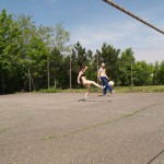 Playing ball at a sports field