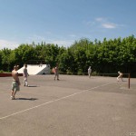 Playing ball at a sports field