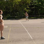 Playing ball at a sports field