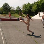 Playing ball at a sports field