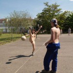 Playing ball at a sports field