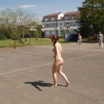 Playing ball at a sports field