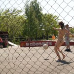 Playing ball at a sports field