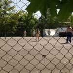 Playing ball at a sports field