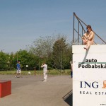 Playing ball at a sports field