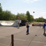 Playing ball at a sports field