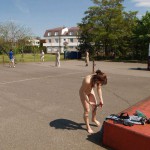 Playing ball at a sports field
