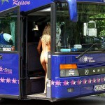 On the road in a tourist bus