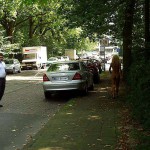 On the bus and on a playground