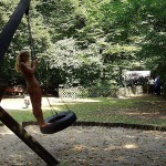 On the bus and on a playground