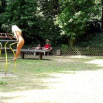 On the bus and on a playground