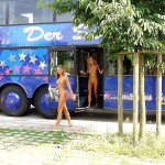 On the bus and on a playground