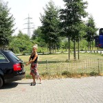 On the bus and on a playground