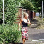 Stripping while walking on a street