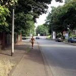 Stripping while walking on a street