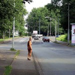 Stripping while walking on a street