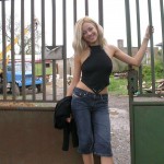 In front of and inside a car repair