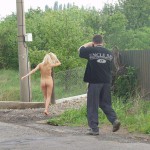 In front of and inside a car repair