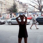 On a street right next to the stadion