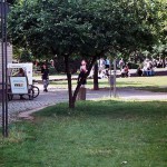 In a riksha at the riverside