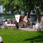 In a riksha at the riverside