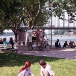 In a riksha at the riverside