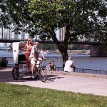 In a riksha at the riverside