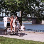In a riksha at the riverside