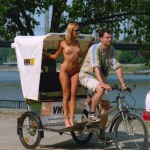 In a riksha at the riverside