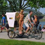 In a riksha at the riverside