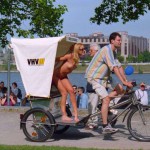 In a riksha at the riverside