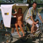 In a riksha at the riverside