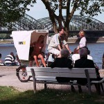In a riksha at the riverside