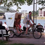 In a riksha at the riverside