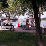 In a riksha at the riverside