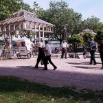 In a riksha at the riverside